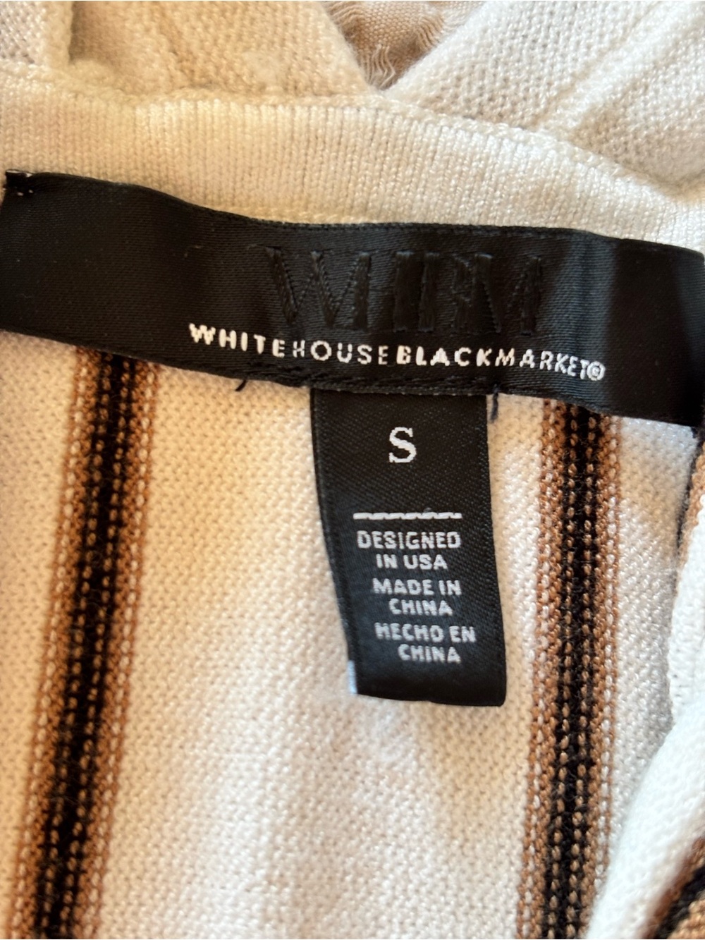 White House Black Market Ivory Tank Top with Brown Stripes and Braided Halter - Picture 5 of 7